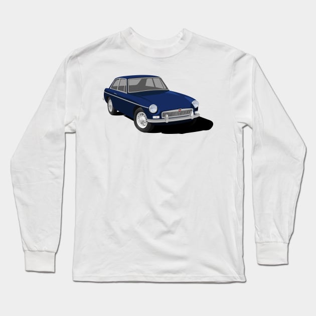 MGB GT Design -Navy Long Sleeve T-Shirt by NickShirrell